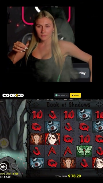 BoltOnBarbie on cam above a slot reel screen during a bonus round