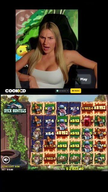 BoltOnBarbie reacting on cam as the Duck Hunters slot pays out