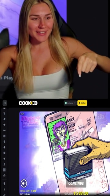 BoltOnBarbie pointing at the screen as a bonus lands