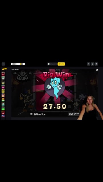 A big win screen from BoltOnBarbie's stream with her cam alongside